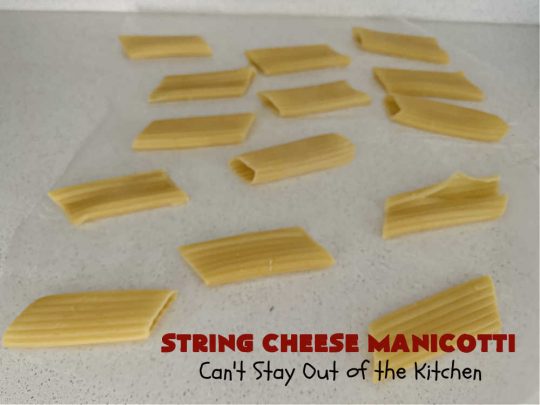 String Cheese Manicotti | Can't Stay Out of the Kitchen | this is a simple & easy 6-ingredient #recipe for #manicotti. The #ManicottiShells are stuffed with #StringCheese & layered with a meat sauce & #MozzarellaCheese. This kid-friendly meal is fun & delicious! #pasta #GroundBeef #ItalianSausage #StringCheeseManicotti