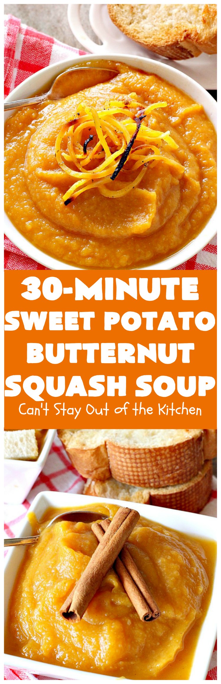 Sweet Potato Butternut Squash Soup | Can't Stay Out of the Kitchen