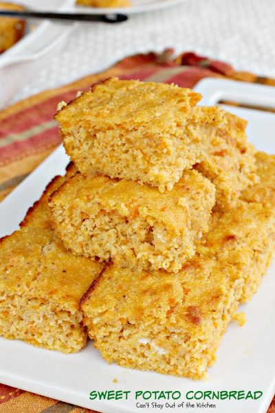 Sweet Potato Cornbread | Can't Stay Out of the Kitchen | a tasty, savory #cornbread made with #sweetpotatoes and #honey. #cleaneating #glutenfree