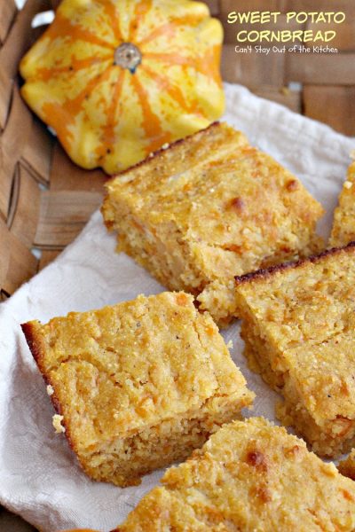 Sweet Potato Cornbread | Can't Stay Out of the Kitchen | a tasty, savory #cornbread made with #sweetpotatoes and #honey. #cleaneating #glutenfree