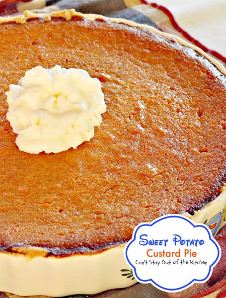 Sweet Potato Custard Pie | Can't Stay Out of the Kitchen | this #pie is to die for! It is so spectacular you will never want to make #sweetpotatopie any other way! This one has #marshmallowcreme and #almond extract. Make this instead of #pumpkin pie for #Thanksgiving! #dessert