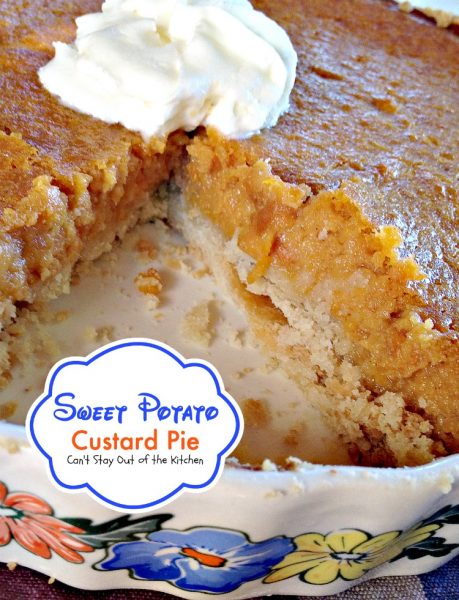 Sweet Potato Custard Pie | Can't Stay Out of the Kitchen | this #pie is to die for! It is so spectacular you will never want to make #sweetpotatopie any other way! This one has #marshmallowcreme and #almond extract. Make this instead of #pumpkin pie for #Thanksgiving! #dessert