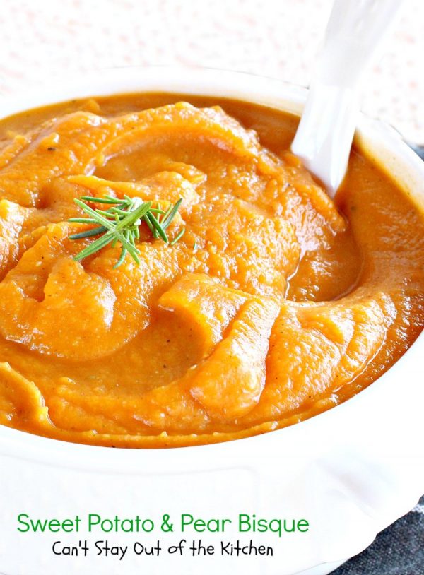 Creamy Sweet Potato and Pear Bisque Can't Stay Out of the Kitchen