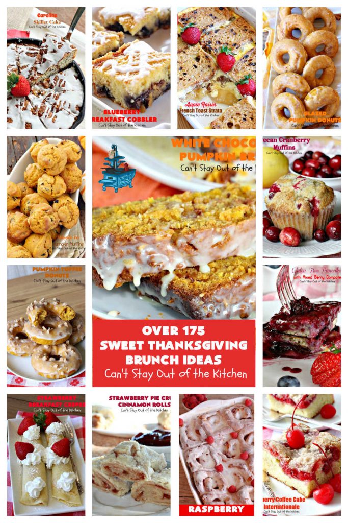 Sweet Thanksgiving Brunch Ideas | Can't Stay Out of the Kitchen | this collection includes over 175 #recipes for #donuts #SweetRolls & #CinnamonRolls, #BreakfastCobblers, #muffins, sweet #breads, #pancakes #coffeecakes, #FrenchToast & more! Many #GlutenFree recipes also! If you need something sweet for #Thanksgiving or #Christmas #brunch or #breakfast, this is a fantastic selection of the best recipes ever! #ThanksgivingBreakfast #HolidayBreakfast #ChristmasBreakfast #SweetThanksgivingBreakfastIdeas