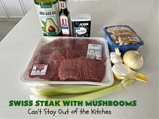 Swiss Steak with Mushrooms | Can't Stay Out of the Kitchen | this delicious #recipe for #SwissSteak is a great way to include #CubeSteaks in your weekly dinner plan. It tenderizes as it bakes in the oven & is perfect with almost any side dish. This quick & easy #beef #entree is sure to become a family favorite! #steak #mushrooms #SwissSteakWithMushrooms