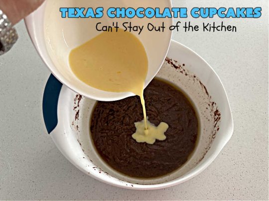 Texas Chocolate Cupcakes | Can't Stay Out of the Kitchen | these sensational #chocolate #cupcakes include homemade #caramel frosting to die for! You'll be drooling over every bite. Marvelous for #birthdays, #picnics, #potlucks #BackyardBarbecues, #tailgating parties or #grilling out with friends. #Texas #ChocolateDessert #ChocolateCupcakes #TexasChocolateCupcakes