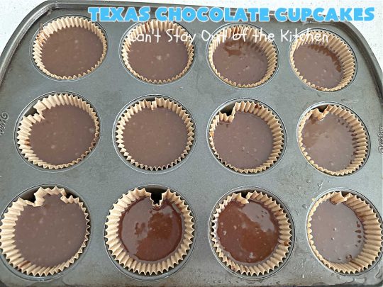 Texas Chocolate Cupcakes | Can't Stay Out of the Kitchen | these sensational #chocolate #cupcakes include homemade #caramel frosting to die for! You'll be drooling over every bite. Marvelous for #birthdays, #picnics, #potlucks #BackyardBarbecues, #tailgating parties or #grilling out with friends. #Texas #ChocolateDessert #ChocolateCupcakes #TexasChocolateCupcakes
