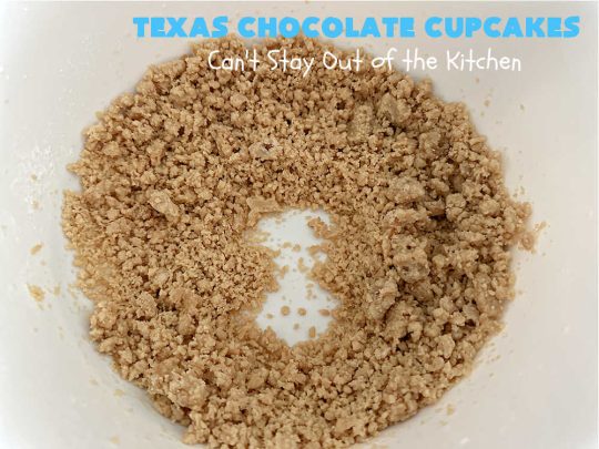 Texas Chocolate Cupcakes | Can't Stay Out of the Kitchen | these sensational #chocolate #cupcakes include homemade #caramel frosting to die for! You'll be drooling over every bite. Marvelous for #birthdays, #picnics, #potlucks #BackyardBarbecues, #tailgating parties or #grilling out with friends. #Texas #ChocolateDessert #ChocolateCupcakes #TexasChocolateCupcakes
