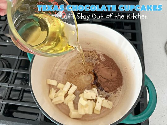 Texas Chocolate Cupcakes | Can't Stay Out of the Kitchen | these sensational #chocolate #cupcakes include homemade #caramel frosting to die for! You'll be drooling over every bite. Marvelous for #birthdays, #picnics, #potlucks #BackyardBarbecues, #tailgating parties or #grilling out with friends. #Texas #ChocolateDessert #ChocolateCupcakes #TexasChocolateCupcakes