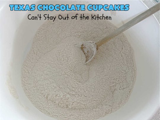 Texas Chocolate Cupcakes | Can't Stay Out of the Kitchen | these sensational #chocolate #cupcakes include homemade #caramel frosting to die for! You'll be drooling over every bite. Marvelous for #birthdays, #picnics, #potlucks #BackyardBarbecues, #tailgating parties or #grilling out with friends. #Texas #ChocolateDessert #ChocolateCupcakes #TexasChocolateCupcakes