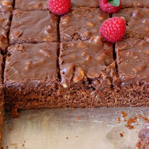 Texas Sheet Cake | Can't Stay Out of the Kitchen | this #ChocolateFudgeCake is divine! It's so chocolaty, so fudgy that you won't want to stop eating it! Perfect #dessert for #tailgating parties, potlucks or #holidays like #Easter or #MothersDay since it makes 48 servings! #cake #chocolate #fudge #walnuts #TexasSheetCake #SheetCake #ChocolateFudgeSheetCake