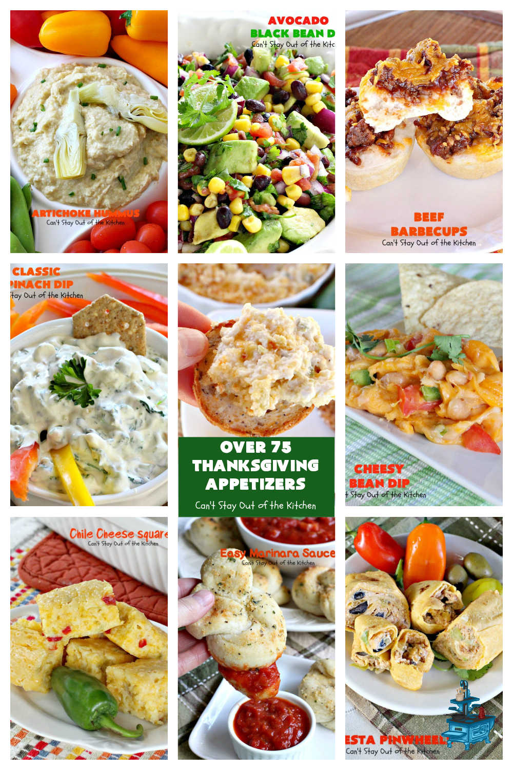 Thanksgiving Appetizers | Can't Stay Out of the Kitchen | Over 75 favorite #appetizer #recipes including #RollUps #TortillaPinwheels #guacamole #hummus #TexMex, #PizzaCups & so much more. Great ideas for snacking on during the #Thanksgiving #FootBallGame. Many of these are #GlutenFree. #tailgating #appetizers #holiday #HolidayAppetizers #ThanksgivingAppetizers