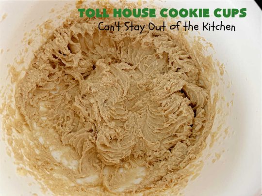 Toll House Cookie Cups | Can't Stay Out of the Kitchen | these dreamy #cookies have that great #TollHouse flavor & they're filled with miniature #ChocolateChips so they're loaded with #chocolate. Terrific for a #ChristmasCookieExchange, #holiday parties, potlucks & #tailgating. #dessert #TollHouseDessert #TollHouseCookieCups