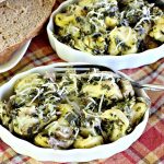 Tortellini Spinach Casserole | Can't Stay Out of the Kitchen | this delicious #pasta entree is incredibly mouthwatering. It's filled with #spinach, several kinds of #cheese & cheese #tortellini. It's terrific for #MeatlessMondays as well as company. #mushrooms #casserole