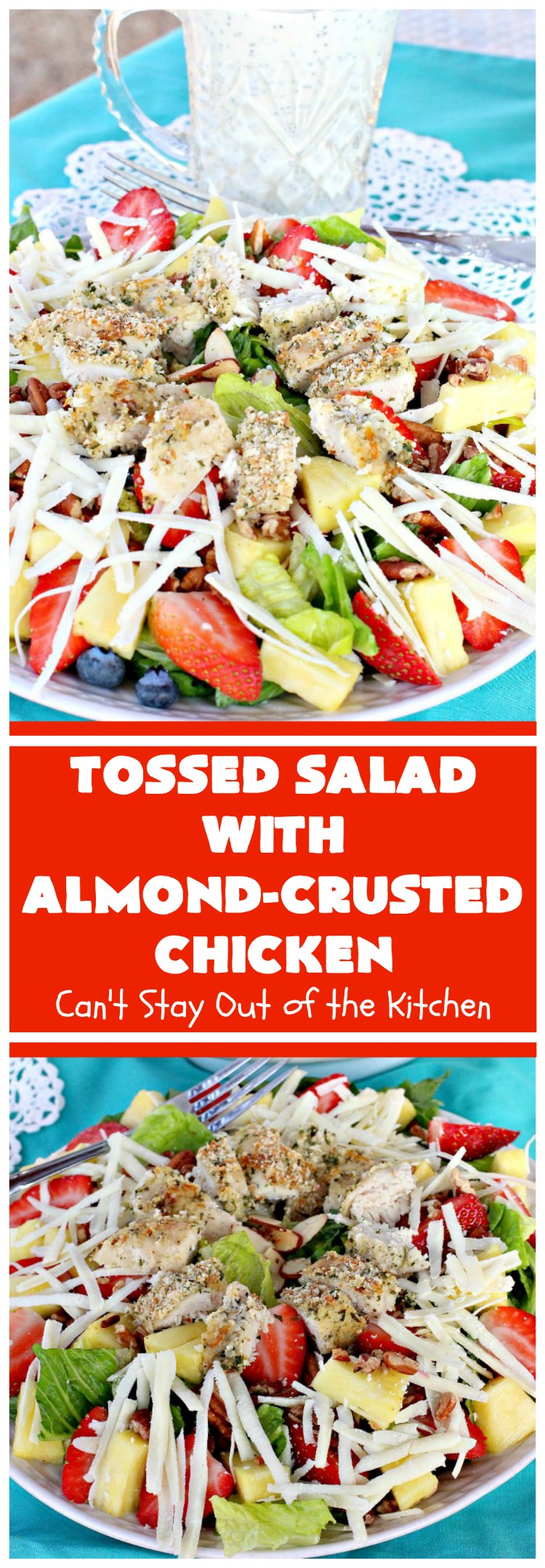 Tossed Salad with Almond-Crusted Chicken | Can't Stay Out of the Kitchen