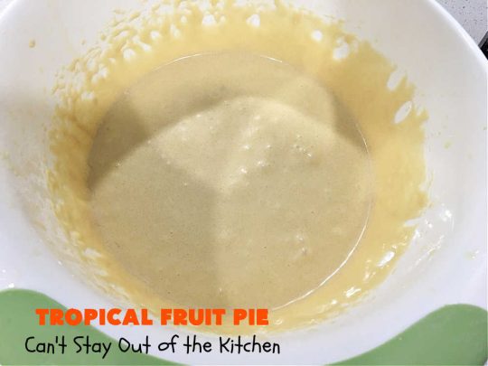 Tropical Fruit Pie | Can't Stay Out of the Kitchen | this amazing #pie contains #CandiedTropicalFruitMix, #almonds & vanilla chips. It absolutely explodes with flavor & is a terrific way to use #CandiedFruit in a #recipe. Great for #holiday #baking. #HolidayDessert #ParadiseFruitCompany #dessert #ParadiseCandiedFruit #papaya #mango #pineapple #TropicalFruitPie