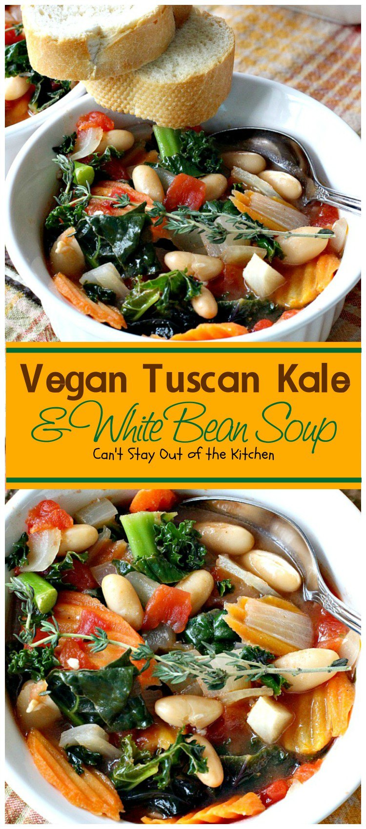 Vegan Tuscan Kale & White Bean Soup | Can't Stay Out of the Kitchen