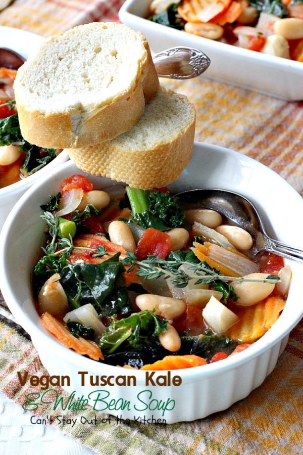 Vegan Tuscan Kale and White Bean Soup | Can't Stay Out of the Kitchen