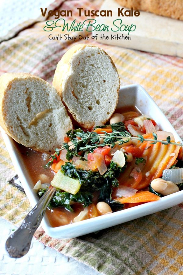 Vegan Tuscan Kale and White Bean Soup Can't Stay Out of the Kitchen