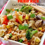 Vegetable Fried Rice | Can't Stay Out of the Kitchen | fantastic 30-minute meal! This amazing #MeatlessMonday entree is chocked full of delicious #veggies making it a much healthier version than many store-bought #FriedRice options. I made it in bulk for #freezermeals. #rice #broccoli #carrots #mushrooms