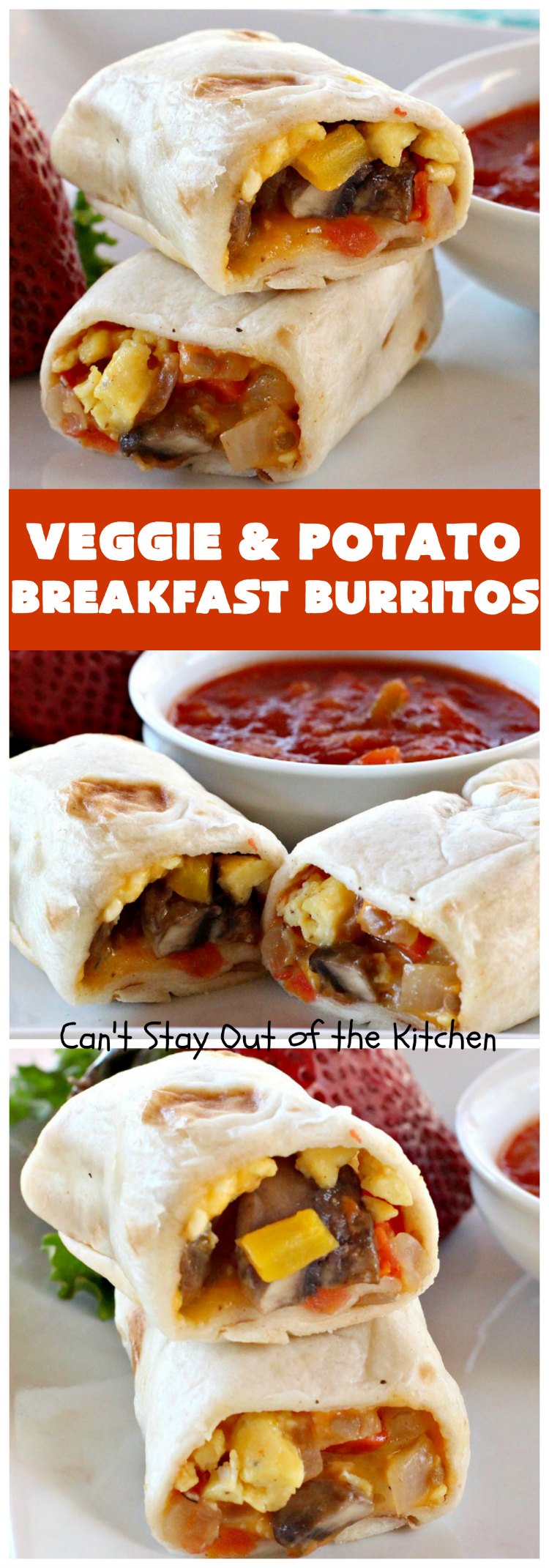 Veggie and Potato Breakfast Burritos | Can't Stay Out of the Kitchen