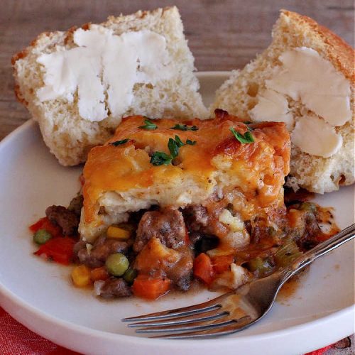 Venison Shepherd's Pie | Can't Stay Out of the Kitchen | this is a fantastic #recipe for Big Game hunters - whether for #deer or #elk. It's covered with a scrumptious #MashedPotatoes layer filled with #CheddarCheese & #ParmesanCheese. It's incredibly tasty and wonderful for family or company dinners or #potlucks. #ShepherdsPie #VenisonShepherdsPie #DeerPie #venison #VenisonPie #GlutenFree #GroundDeerMeat