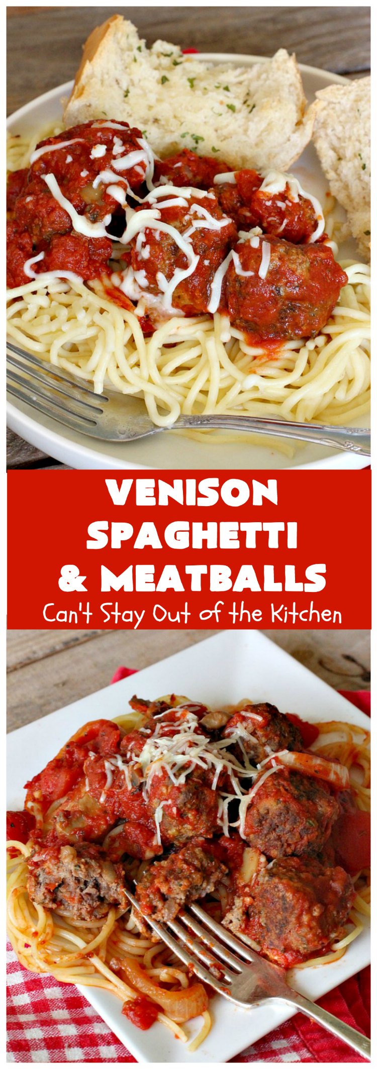 Venison Spaghetti and Meatballs | Can't Stay Out of the Kitchen | this #SpaghettiAndMeatballs version can't be beat! It takes the best of #spaghetti & #meatballs but uses #venison instead. No one will ever believe you're using #DeerMeat instead of #beef! This #LowCalorie entree will knock your socks off! #Italian #pasta #VenisonSpaghettiAndMeatballs
