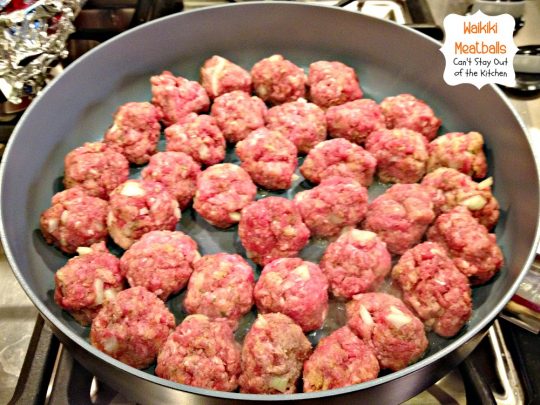 Waikiki Meatballs | Can't Stay Out of the Kitchen | these tasty #meatballs are combined with #pineapple and #greenpepper in a lovely soy and ginger sauce. #beef #asian
