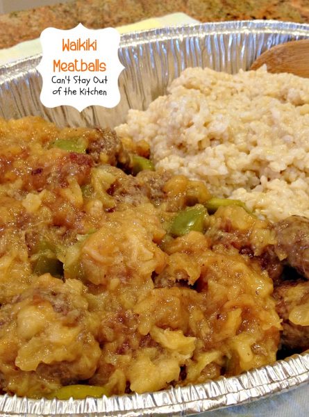 Waikiki Meatballs | Can't Stay Out of the Kitchen | these tasty #meatballs are combined with #pineapple and #greenpepper in a lovely soy and ginger sauce. #beef #asian