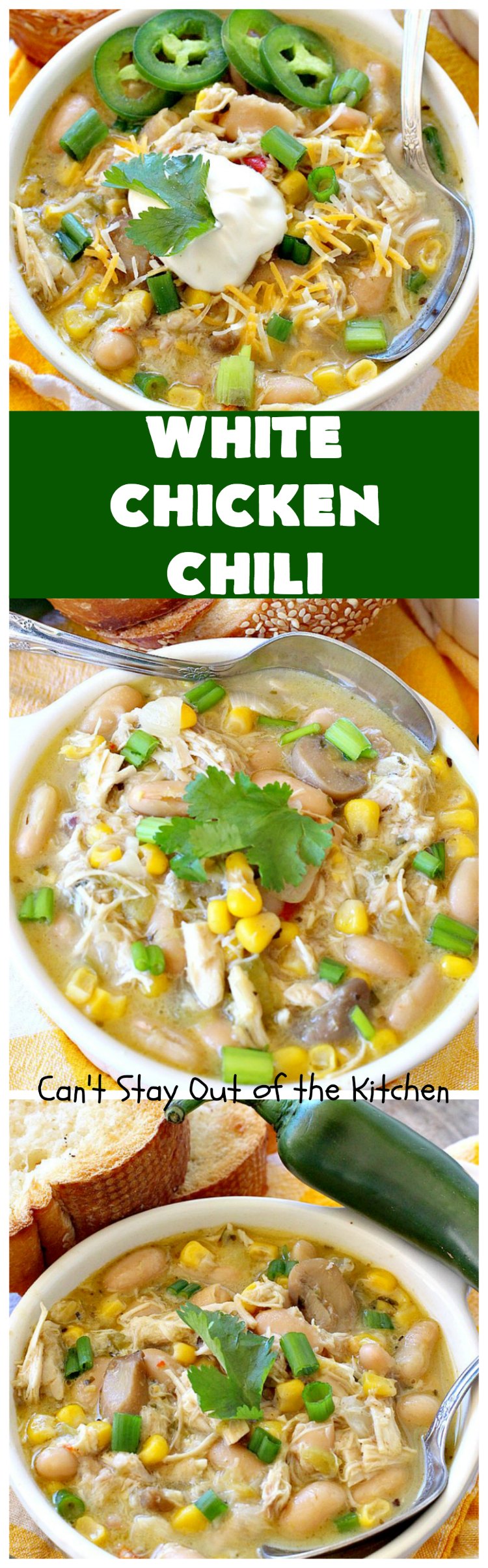 White Chicken Chili | Can't Stay Out of the Kitchen | We love this amazing #TexMex #soup. It's the perfect  #chili for cold, winter nights. Healthy &  #glutenfree. #chicken