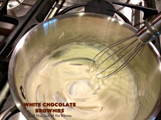 White Chocolate Brownies | Can't Stay Out of the Kitchen | these spectacular #brownies have 5X the #chocolate with #cocoa, chocolate extract, #Hersheys #ChocolateSyrup, #WhiteChocolateChips & #WhiteChocolate icing. They are rich, decadent & absolutely divine! Perfect for #holidays, potlucks, #tailgating parties & backyard BBQs. #cookies #ChocolateDessert #WhiteChocolateBrownies