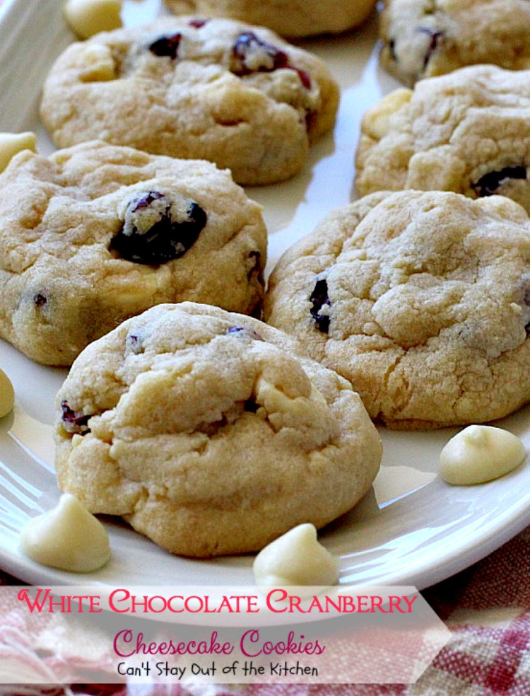 White Chocolate Cranberry Cheesecake Cookies | Can't Stay Out of the Kitchen | #Subway copycat recipe. #cheesecake pudding mix takes these scrumptious #cookies to the next level. They are sensational! #whitechocolate #craisins #dessert