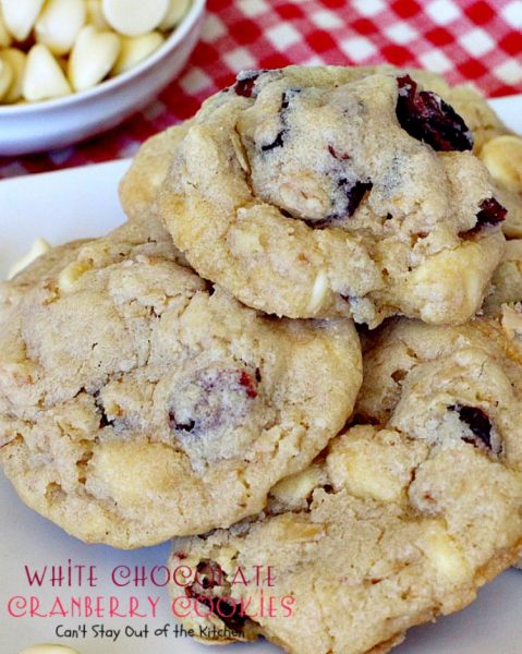 White Chocolate Cranberry Cookies | Can't Stay Out of the Kitchen | this fabulous #dessert is one of our favorite #holiday #cookies. #whitechocolatechips and #craisins make this #oatmealcookie spectacular. #chocolate