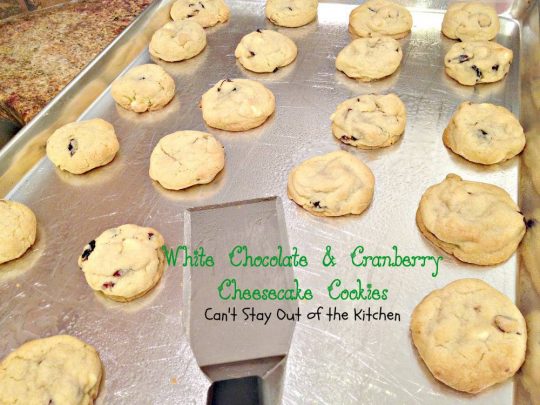 White Chocolate and Cranberry Cheesecake Cookies | Can't Stay Out of the Kitchen | love these amazing #cookies with #craisins #whitechocolatechips and a #cheesecake pudding mix. A must try for #holiday #baking. #dessert #chocolate