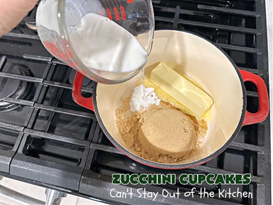 Zucchini Cupcakes | Can't Stay Out of the Kitchen | these scrumptious #cupcakes include grated #zucchini, #OrangeJuice, #cinnamon, #cloves & #AlmondExtract for an exquisite pop in flavor everyone loves. The #caramel #frosting is to die for! Perfect #dessert for any #tailgating party or #BackyardBarbecue. #ZucchiniCupcakes