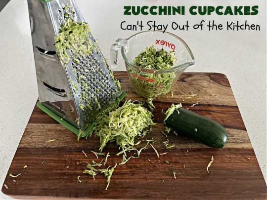 Zucchini Cupcakes | Can't Stay Out of the Kitchen | these scrumptious #cupcakes include grated #zucchini, #OrangeJuice, #cinnamon, #cloves & #AlmondExtract for an exquisite pop in flavor everyone loves. The #caramel #frosting is to die for! Perfect #dessert for any #tailgating party or #BackyardBarbecue. #ZucchiniCupcakes