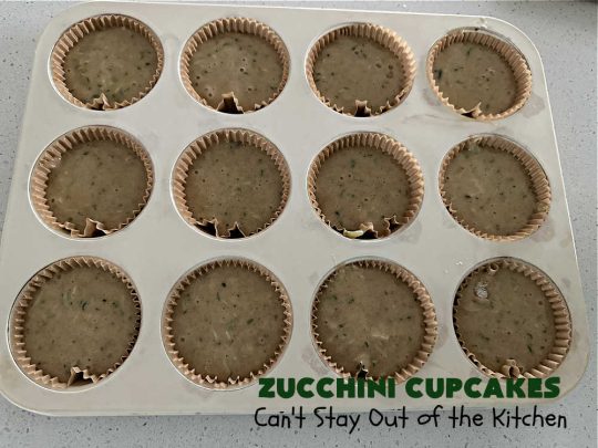 Zucchini Cupcakes | Can't Stay Out of the Kitchen | these scrumptious #cupcakes include grated #zucchini, #OrangeJuice, #cinnamon, #cloves & #AlmondExtract for an exquisite pop in flavor everyone loves. The #caramel #frosting is to die for! Perfect #dessert for any #tailgating party or #BackyardBarbecue. #ZucchiniCupcakes