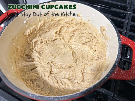 Zucchini Cupcakes | Can't Stay Out of the Kitchen | these scrumptious #cupcakes include grated #zucchini, #OrangeJuice, #cinnamon, #cloves & #AlmondExtract for an exquisite pop in flavor everyone loves. The #caramel #frosting is to die for! Perfect #dessert for any #tailgating party or #BackyardBarbecue. #ZucchiniCupcakes