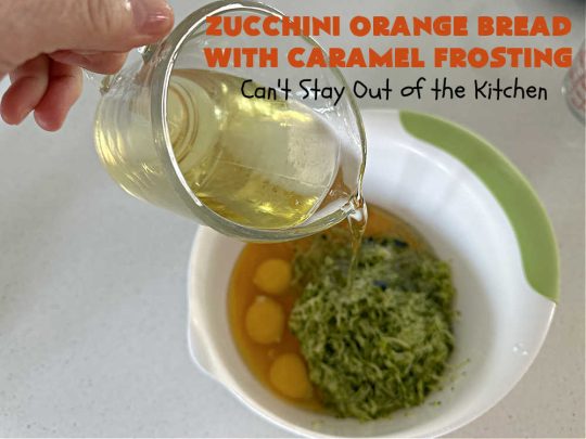 Zucchini Orange Bread with Caramel Frosting | Can't Stay Out of the Kitchen | this fantastic #ZucchiniBread includes a whole #orange & a spectacular #CaramelFrosting to die for! Every bite will have you drooling. Wonderful for #FallBaking or a #holiday #breakfast or #brunch. #bread #caramel #HolidayBreakfast #ZucchiniOrangeBreadWithCaramelFrosting