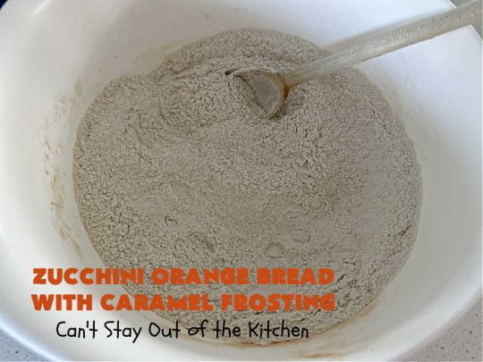 Zucchini Orange Bread with Caramel Frosting | Can't Stay Out of the Kitchen | this fantastic #ZucchiniBread includes a whole #orange & a spectacular #CaramelFrosting to die for! Every bite will have you drooling. Wonderful for #FallBaking or a #holiday #breakfast or #brunch. #bread #caramel #HolidayBreakfast #ZucchiniOrangeBreadWithCaramelFrosting